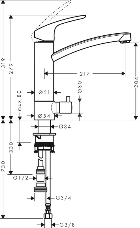 Смеситель для кухни Hansgrohe Focus M41 31803000 хром Sancos — официальный сайт