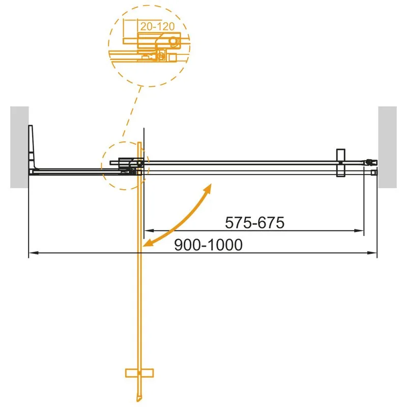 Душевая дверь в нишу Cezares Slider SLIDER-B-1-90/100-GRIGIO-BORO 100 см, профиль брашированное золо Sancos — официальный сайт