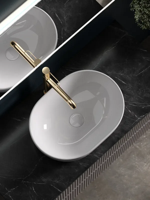 Тумба с раковиной Sancos Snob R 100 см, doha soft, столешница черный мрамор, раковина CN6019 Sancos — официальный сайт