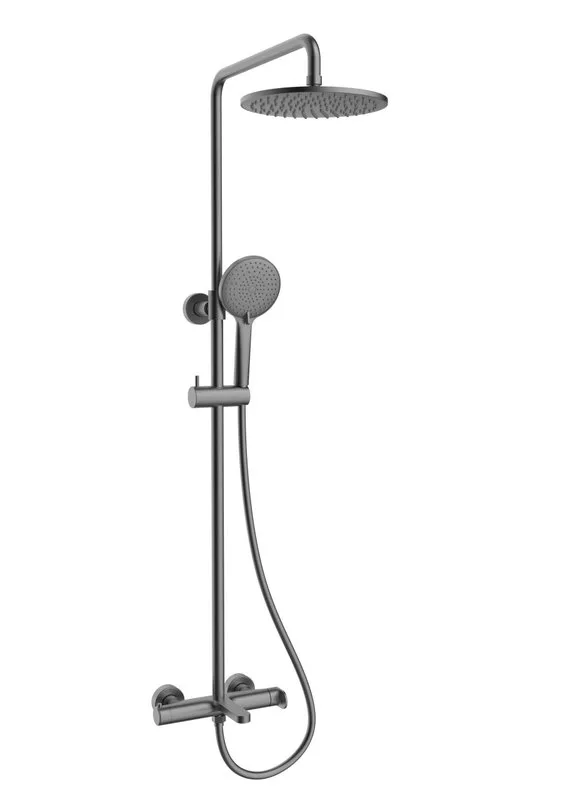 Душевая стойка Vincea Rondo VSFS-1R1GM с изливом, вороненая сталь Sancos — официальный сайт