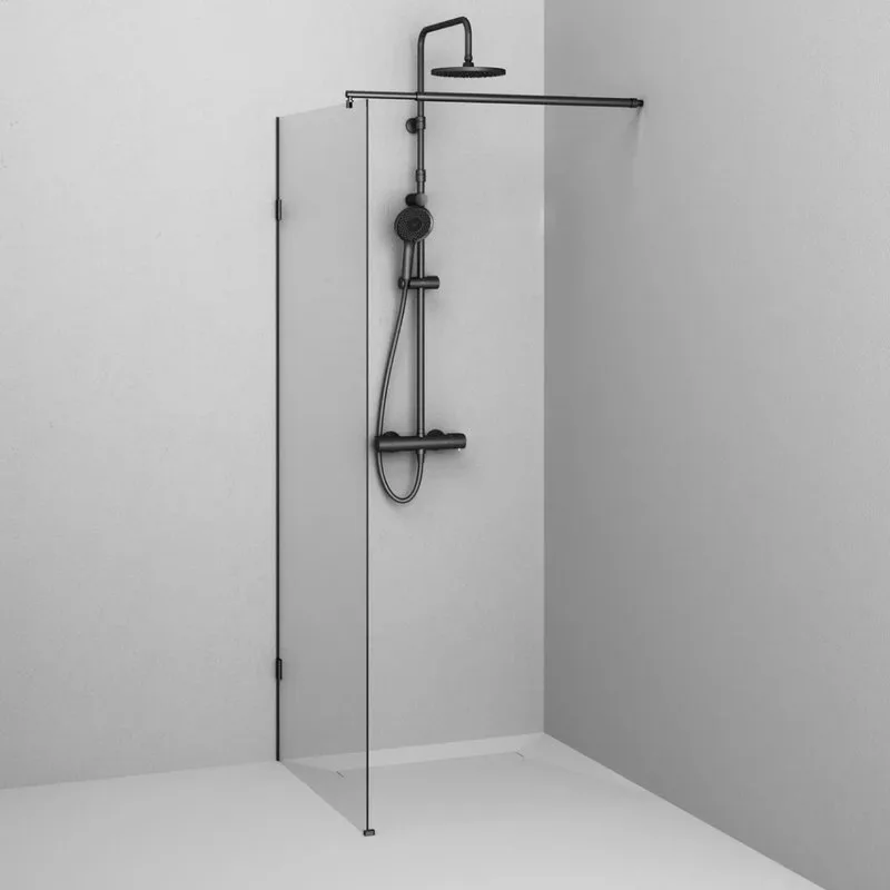 Душевая перегородка AM.PM X-Joy W94WI-80-F1-BTE 80x195, фурнитура черная, стекло прозрачное Sancos — официальный сайт