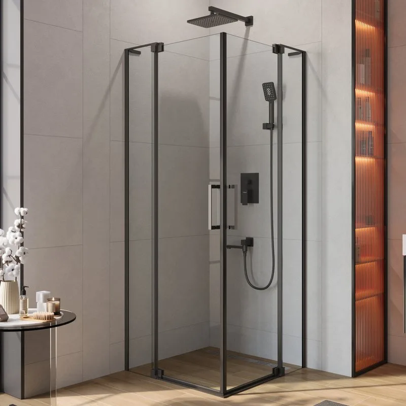 Душевой уголок Cezares Slider AH 2 70/80 80/90 C NERO профиль черный, стекло прозрачное Sancos — официальный сайт