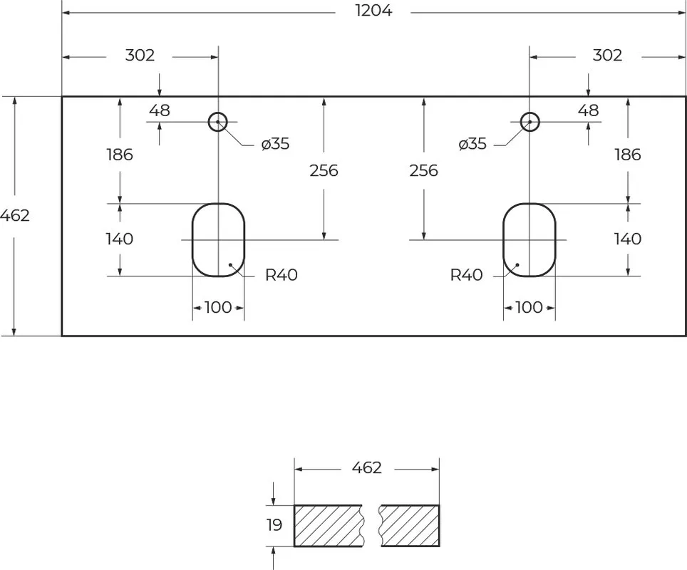 Столешница в ванную под раковину BelBagno EK-120-2-BO bianco opaco, 2 отверстия Sancos — официальный сайт