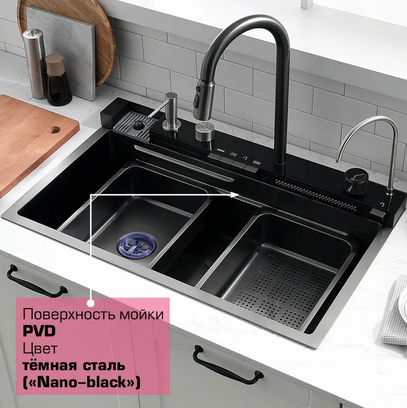 Мойка кухонная Esbano Cascade-5 с сифоном Sancos — официальный сайт