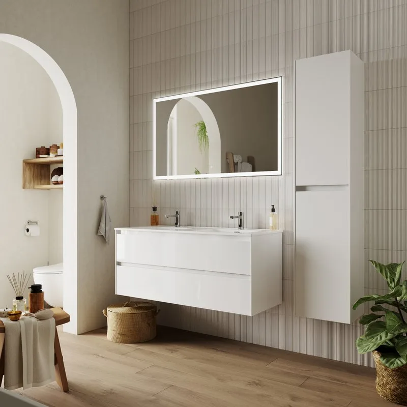 Тумба с раковиной Sancos Cento 120 см двойная, белый глянец Sancos — официальный сайт