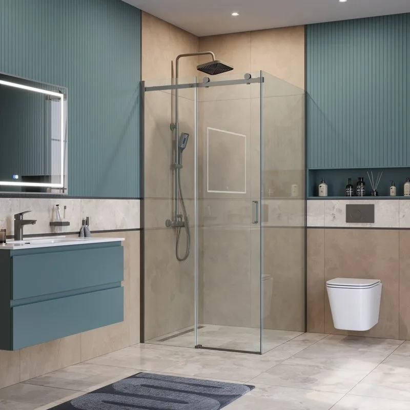 Душевой уголок BelBagno Soft Close-2 A-1-100-C-GM профиль оружейная сталь Sancos — официальный сайт