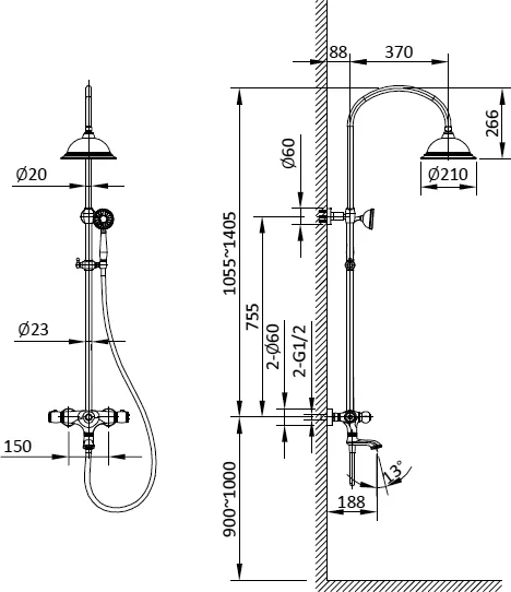 Душевая стойка AltroBagno Beatrice 030403 R Or, розовое золото Sancos — официальный сайт