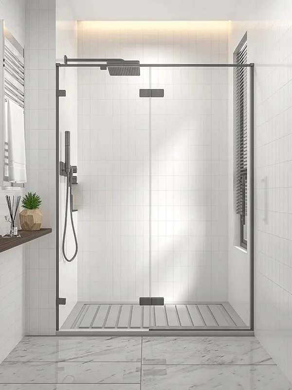 Душевая дверь в нишу Veconi Premium Alassio GR 130x200, профиль брашированный графит, стекло прозрач Sancos — официальный сайт