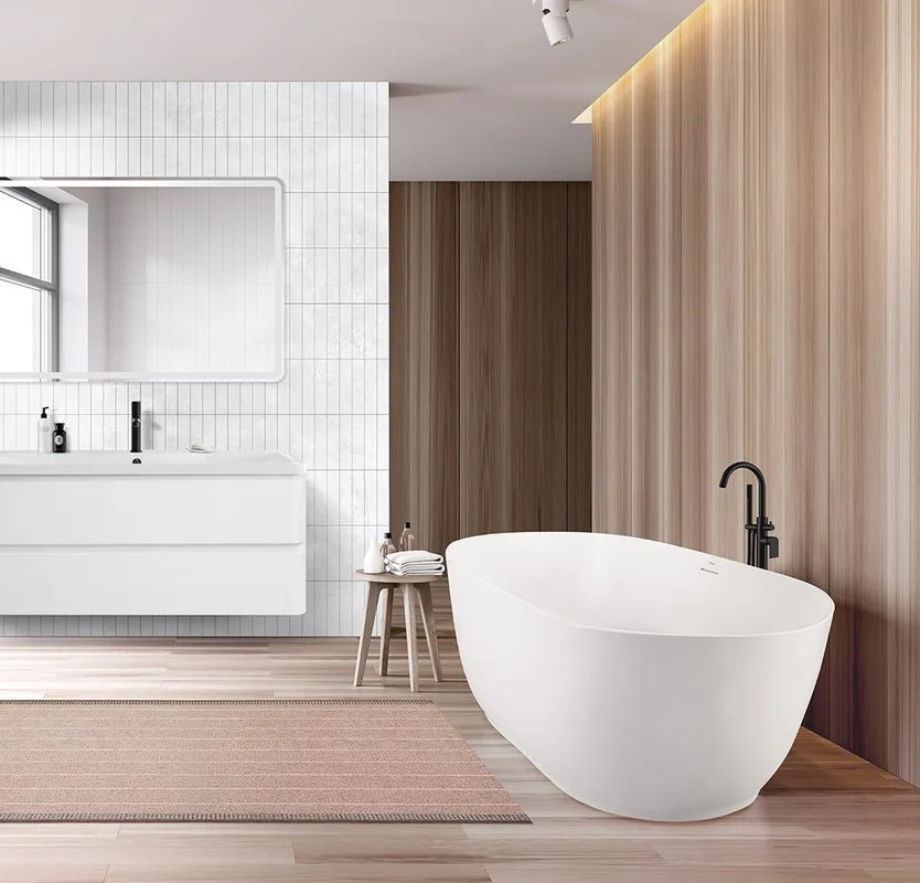 Акриловая ванна BelBagno BB413 170x80 см, отдельностоящая, белая матовая, овальная, со сливом-перели Sancos — официальный сайт