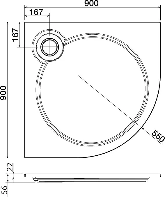 Поддон для душа Cezares Tray TRAY-S-R-90-550-56-W R 90x90 Sancos — официальный сайт