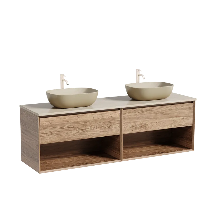 Тумба с раковиной Sancos Marmi 1.0 160 дуб чарльстон, столешница бежевая TT160A2X, раковина CN6009MC Sancos — официальный сайт