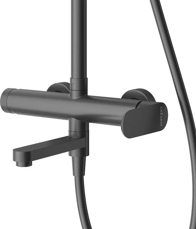 Душевая стойка Cezares Stylus STYLUS-CVD-NOP, со смесителем и изливом, матовый черный Sancos — официальный сайт