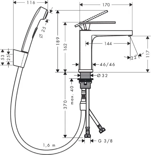 Смеситель для раковины Hansgrohe Tecturis E 110 73210000 с гигиеническим душем, хром Sancos — официальный сайт