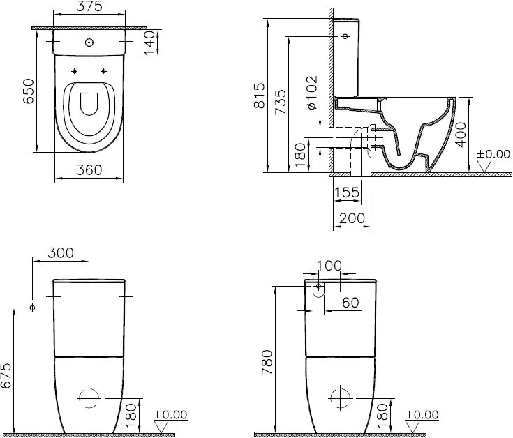 Унитаз-компакт напольный VitrA Sento Rim-Ex 9830B003-7203 Sancos — официальный сайт