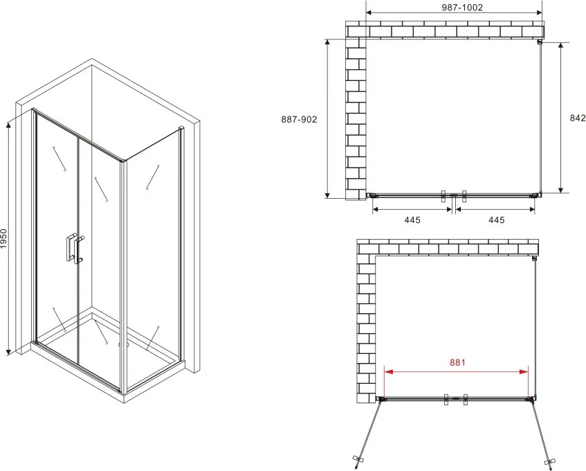 Душевой уголок Abber Sonnenstrand AG04100BC-S90B 100x90, профиль черный, стекло прозрачное Sancos — официальный сайт