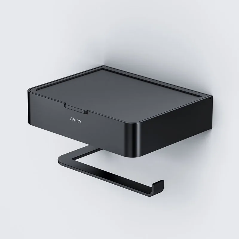 Держатель туалетной бумаги AM.PM Inspire 2.0 AA50A341522 с полкой для телефона и контейнером, черный Sancos — официальный сайт