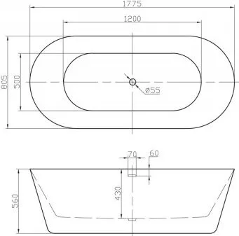 Акриловая ванна BelBagno BB306-1775 180x80 см, отдельностоящая, белая, овальная, с каркасом Sancos — официальный сайт