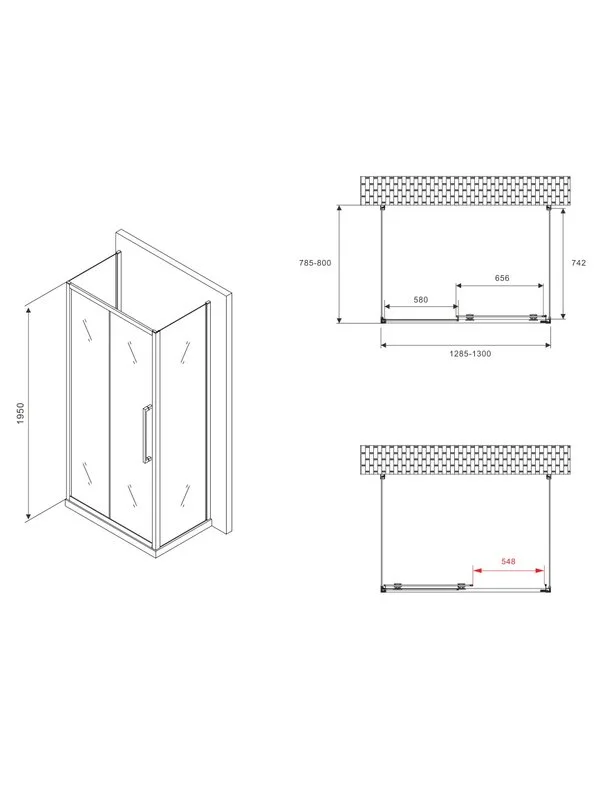 Душевой уголок Abber Schwarzer Diamant AG30130BMH-S80BM-S80BM 130х80 см, профиль матовый черный, сте Sancos — официальный сайт