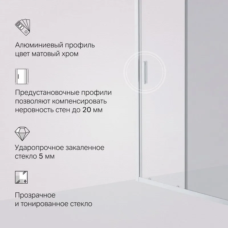 Душевая дверь в нишу AM.PM Gem Solo W90G-110-1-195MG 110 см Sancos — официальный сайт
