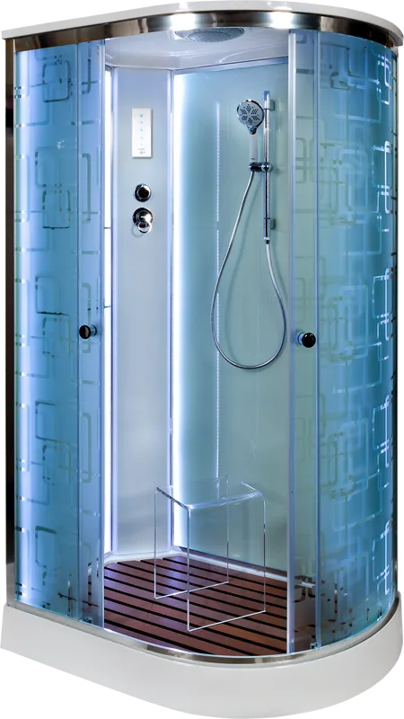 Душевая кабина DTO EM1511L 110х80, LED, профиль хром, стекло матовое с узором Sancos — официальный сайт