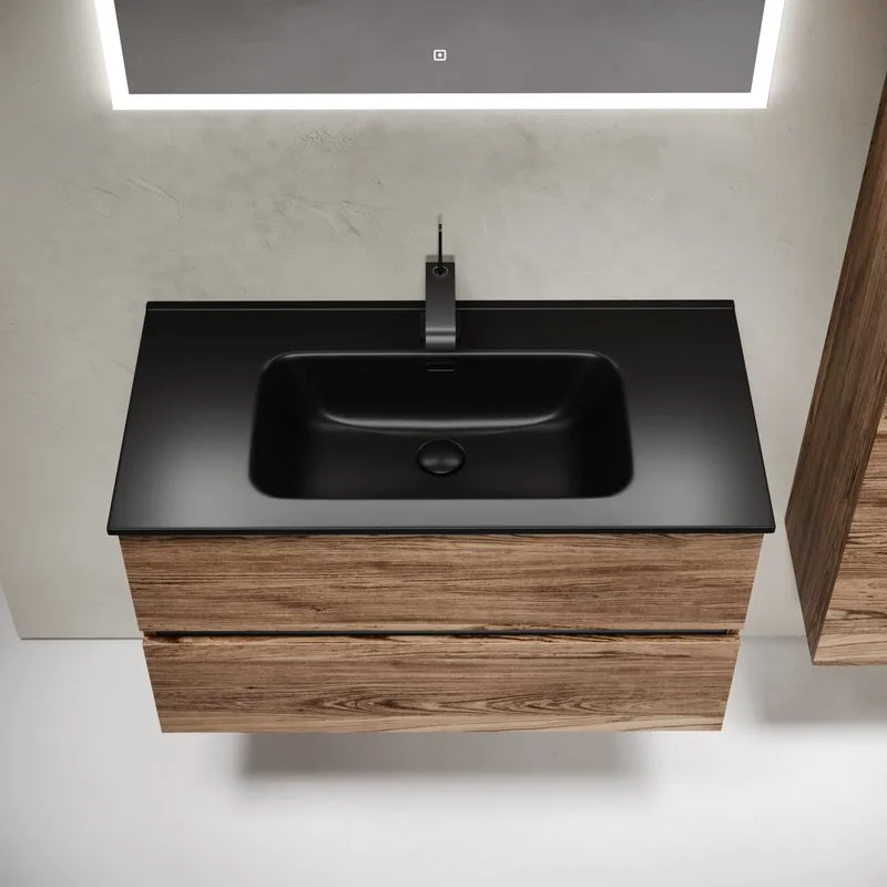 Тумба с раковиной Sancos Urban 90 дуб чарльстон, черная раковина CN7002MB Sancos — официальный сайт