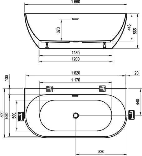 Акриловая ванна Ravak Freedom W XC00100024 165x80 см, пристенная, белая, овальная, с каркасом Sancos — официальный сайт