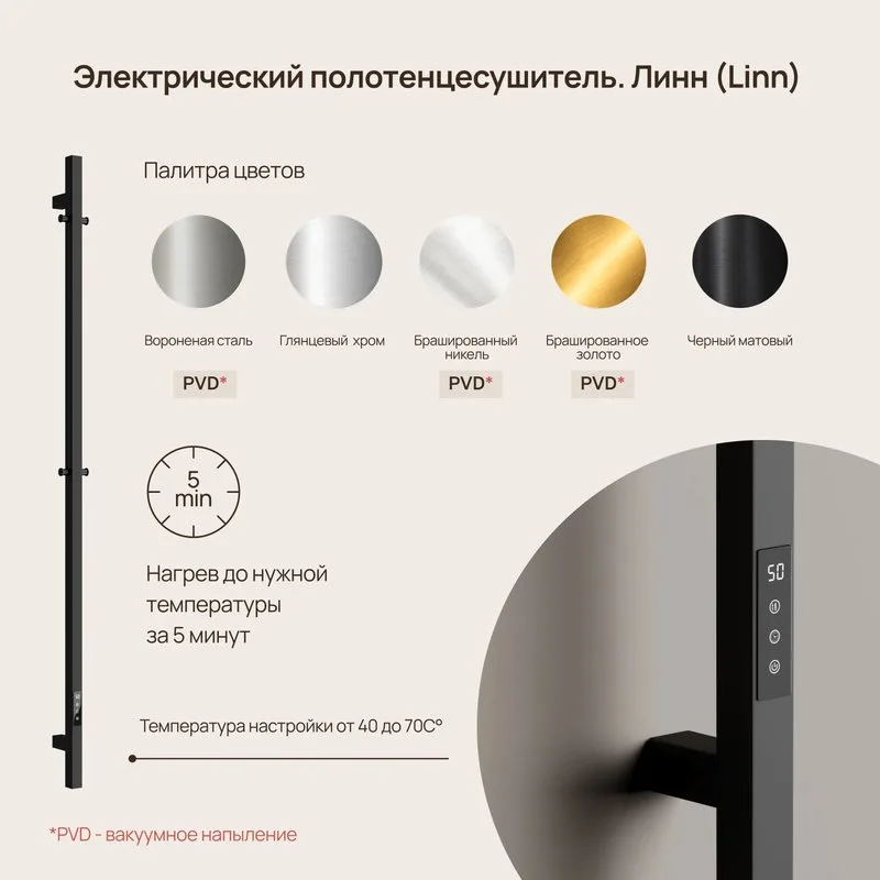 Полотенцесушитель электрический Sancos Linn 150x3 I-образный, вороненая сталь, SC13002GG Sancos — официальный сайт