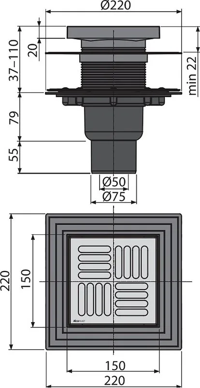 Душевой трап AlcaPlast APV4444 Sancos — официальный сайт