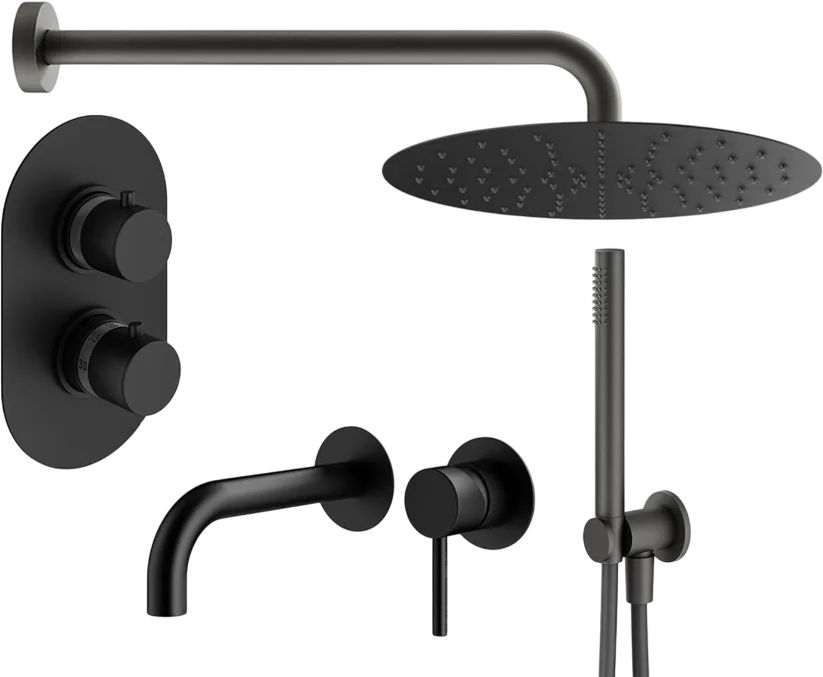Комплект для ванной Plumberia Selection Ixo KITXOT18NO210 С ВНУТРЕННЕЙ ЧАСТЬЮ, черный матовый Sancos — официальный сайт