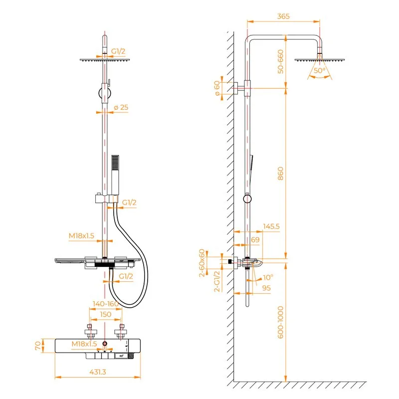 Душевая стойка RGW Shower Panels SP-34G, золото Sancos — официальный сайт