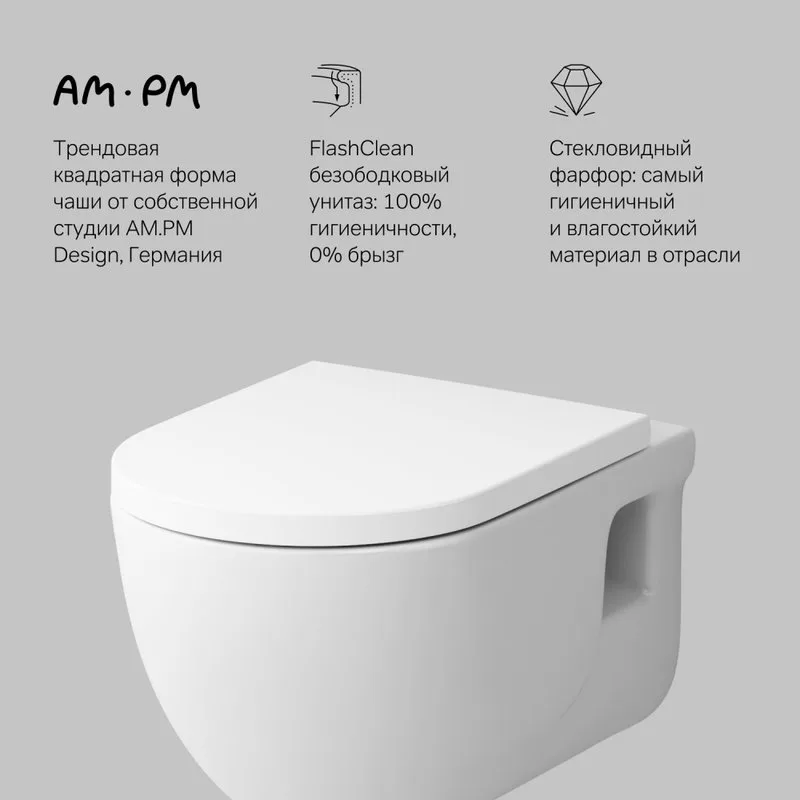 Унитаз подвесной AM.PM Like C801701SC Sancos — официальный сайт