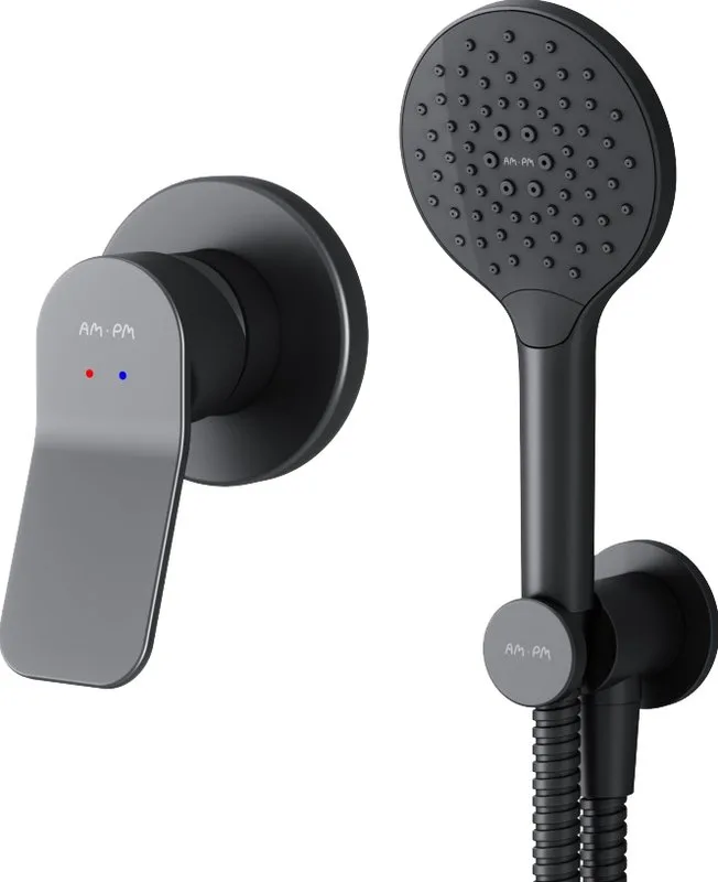 Душевой комплект AM.PM X-Joy FB85A2H022 С ВНУТРЕННЕЙ ЧАСТЬЮ, для душа, чёрный Sancos — официальный сайт