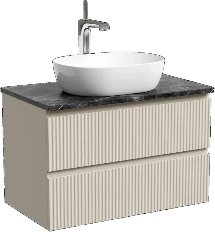 Тумба с раковиной Sancos Snob R 80 см, beige soft, столешница черный мрамор, раковина CN5010 Sancos — официальный сайт