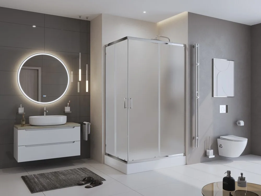 Душевой уголок BelBagno Uno -195 AH 2 100/90 P Cr стекло текстурное Sancos — официальный сайт