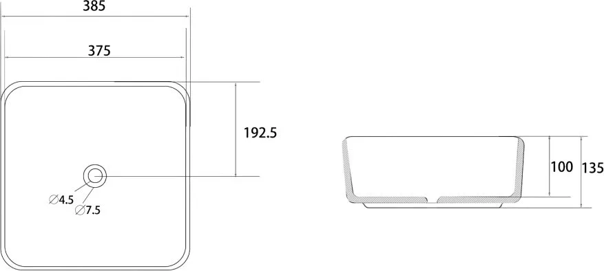 Накладная раковина Abber Rechteck AC2211MB матовая черная Sancos — официальный сайт