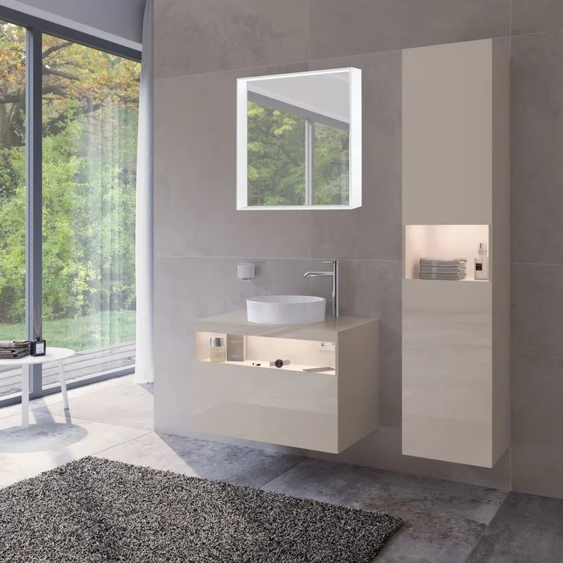 Шкаф-пенал для ванной Keuco Stageline 32831 R, кашемир, с подсветкой Sancos — официальный сайт