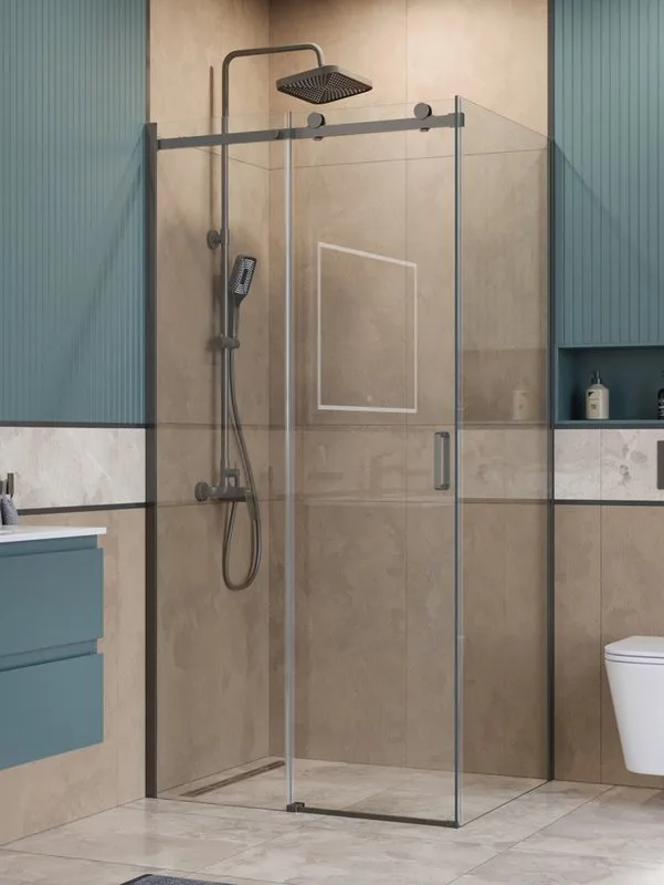 Душевой уголок BelBagno Soft Close-2 AH-1-110/100-C-GM профиль оружейная сталь Sancos — официальный сайт