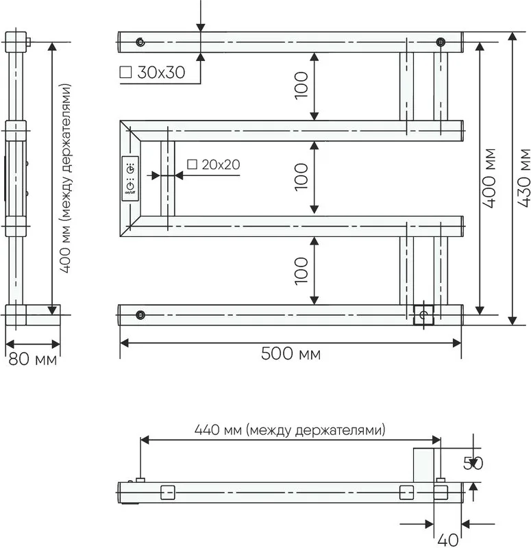 Полотенцесушитель электрический Indigo Muza DGM40-50GFMRt graphite metallic Sancos — официальный сайт