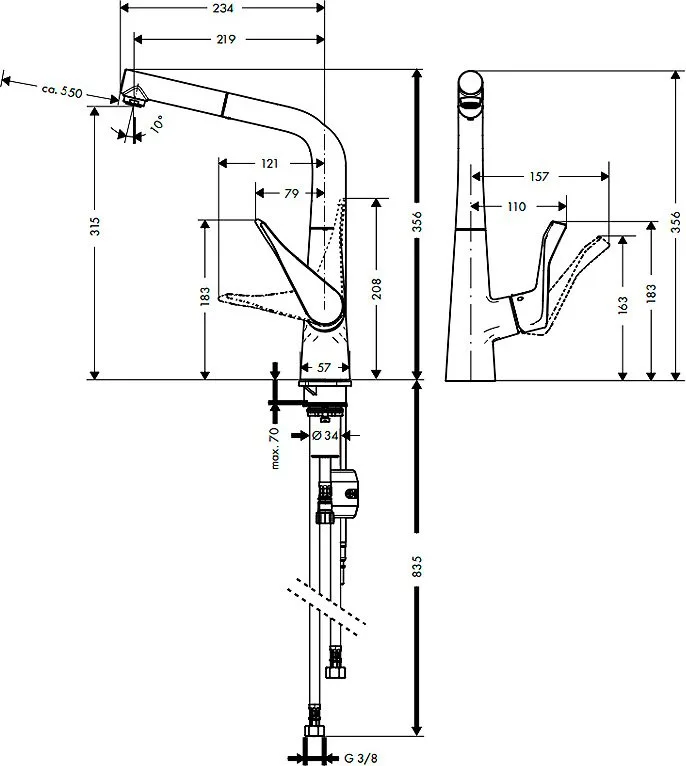 Смеситель для кухни Hansgrohe Metris 14821000 Sancos — официальный сайт