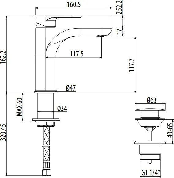 Смеситель для раковины Gattoni H2OMIX 7000 7004570NO nero opaco, с донным клапаном Sancos — официальный сайт