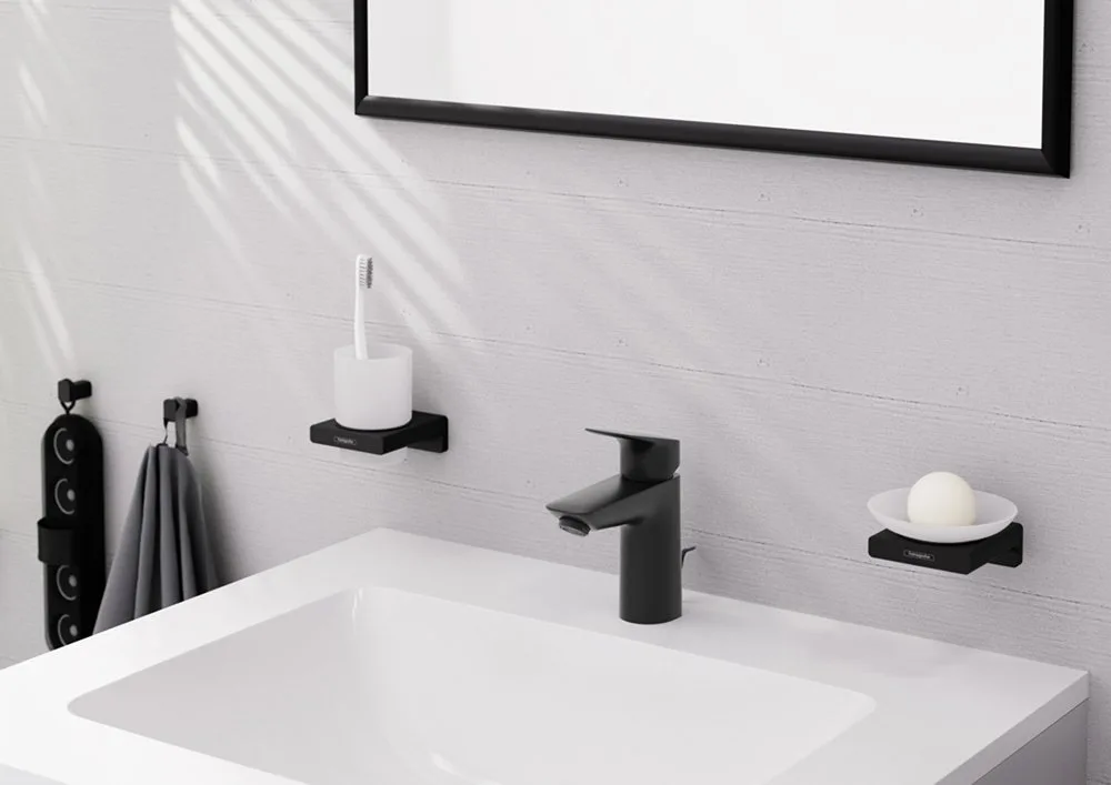 Смеситель для раковины Hansgrohe Logis 100 71100670 матовый черный Sancos — официальный сайт