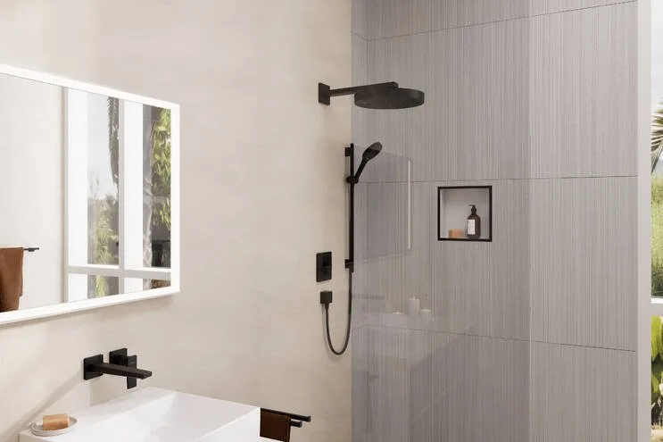 Кронштейн для верхнего душа Hansgrohe Square 27694670 38,9 см, матовый черный Sancos — официальный сайт