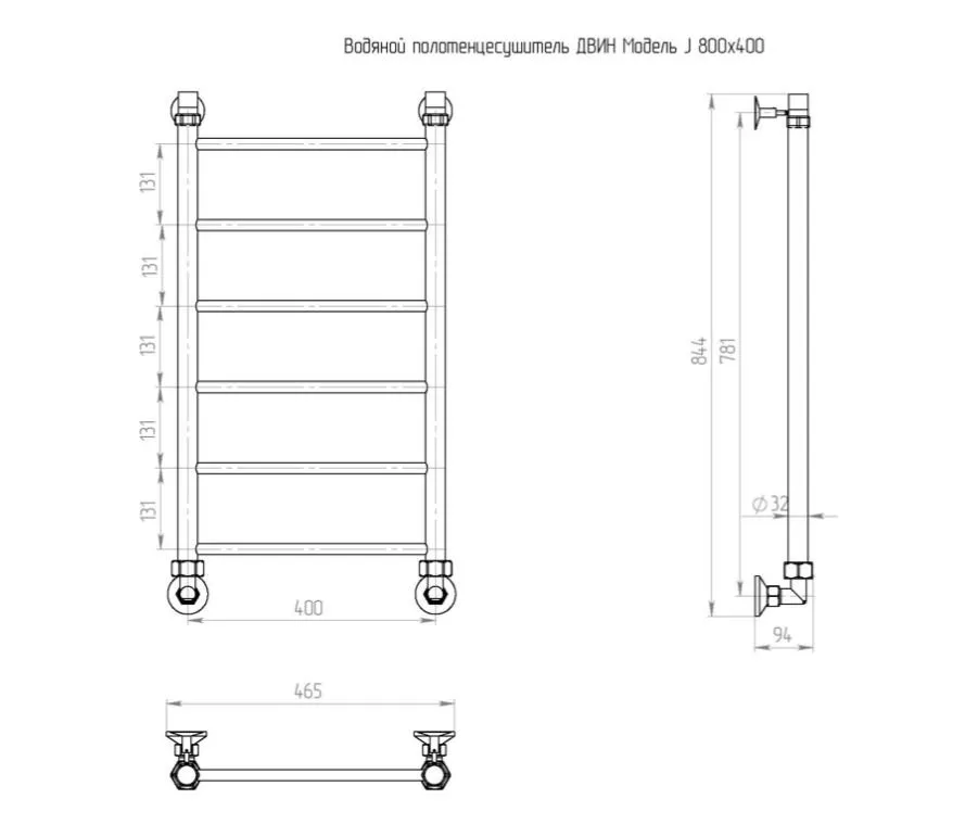 Полотенцесушитель водяной Двин J 80/40 К1 1"-1/2" полированный хром Sancos — официальный сайт