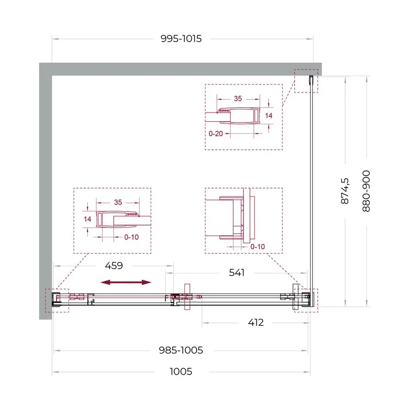 Душевой уголок BelBagno Soft Close-1 AH-1-100/90-C-GM профиль оружейная сталь Sancos — официальный сайт