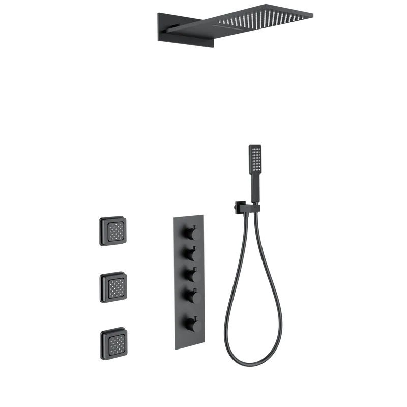 Душевой комплект Wonzon & Woghand WW-D4100-MB, С ВНУТРЕННЕЙ ЧАСТЬЮ, матовый черный Sancos — официальный сайт