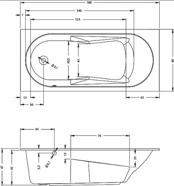 Акриловая ванна Riho Bathtubs Lazy B083001005 L без опоры 180x80 см, левая, пристенная, еurowhite Sancos — официальный сайт