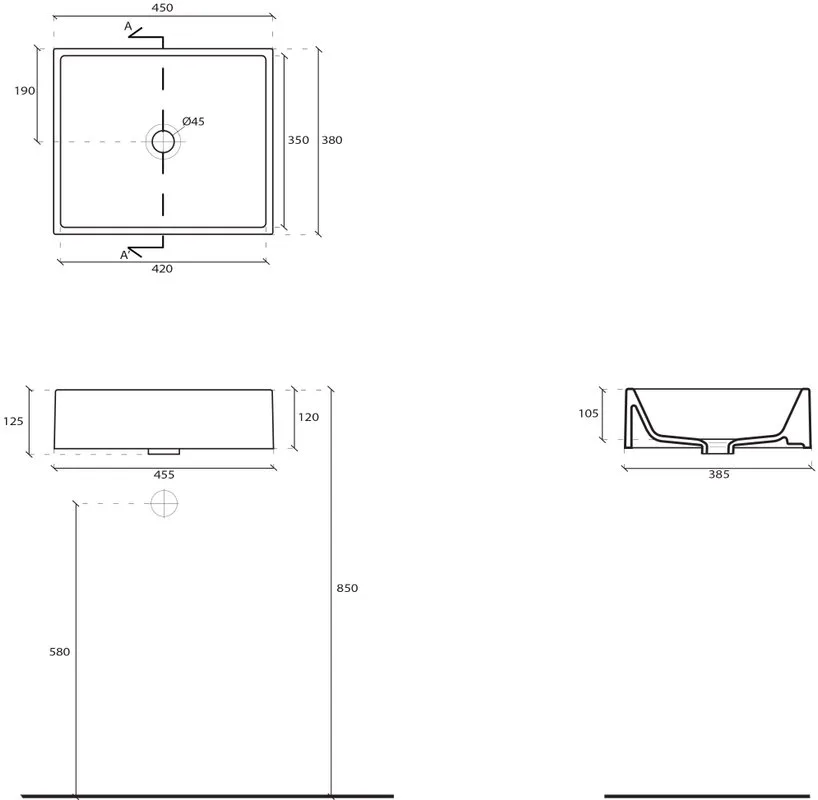Накладная раковина Galassia Plus Design 6104 45x38 Sancos — официальный сайт