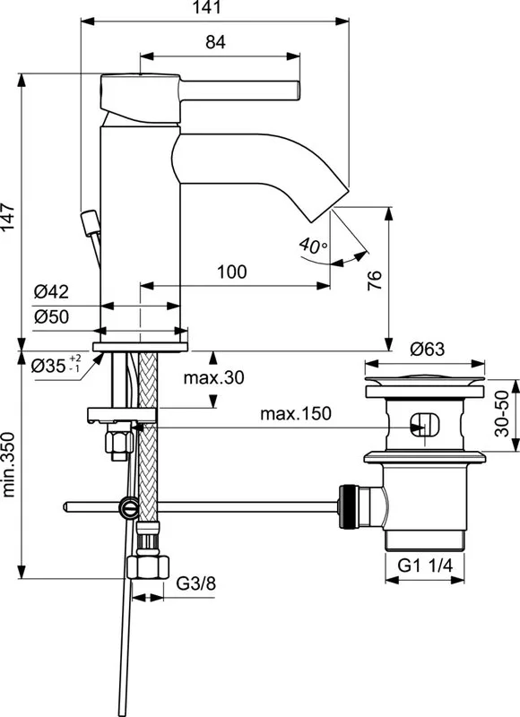 Смеситель для раковины Ideal Standard Kolva BC666U4 матовый черный Sancos — официальный сайт