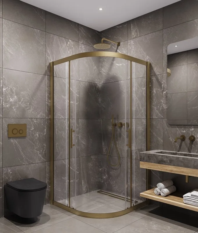 Душевой уголок Timo TPSS-90/17C-8 90x90 см, профиль матовое золото, стекло прозрачное Sancos — официальный сайт