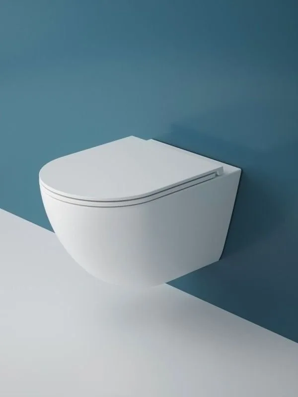 Подвесной унитаз Esbano Fortex-53T ESUPFORT53TW белый глянец безободковый, смыв Торнадо, с сиденьем  Sancos — официальный сайт